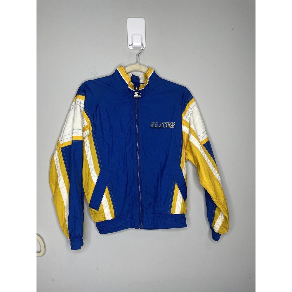 Vtg Starter St. Louis Blues Jacket Men Medium Blue NHL Windbreaker Colorblock